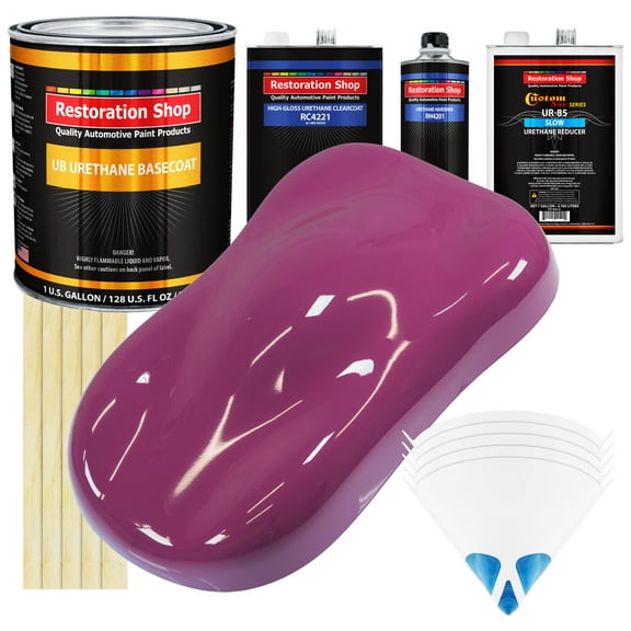 Magenta SLOW 1 Gallon Automotive Car Paint Kit URETHANE BASECOAT & Clearcoat