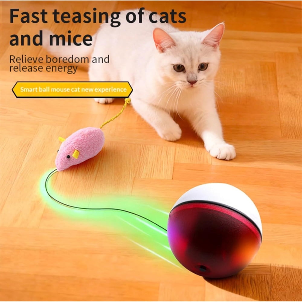 Ksruee Rolling Cat Toy Automatic Electric Moving Games Bored Cat Rolling Ball Toy for Kitten Puppy Dog Pet Play Exercise Enrichment Stimulation Indoor Outdoor