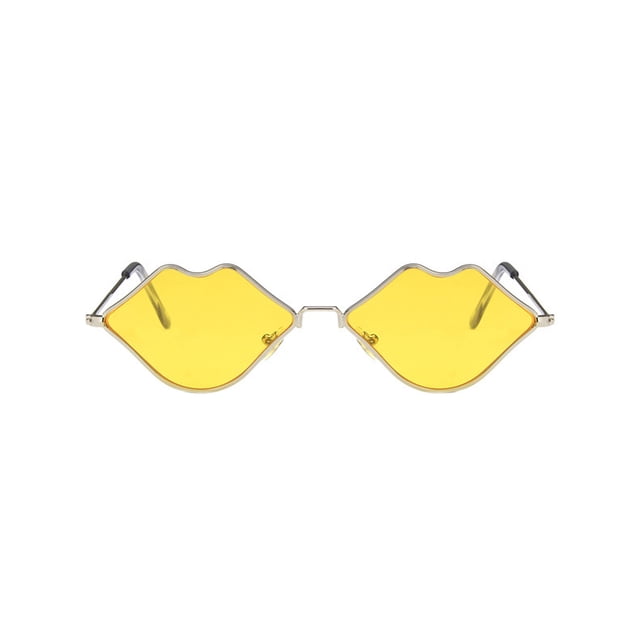 XASZHN Irregular Polarized Sun Glasses Asymmetric Light Blocking Vintage Fashion Yellow One Size