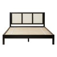 thumbnail image 1 of Walker Edison Solid Wood Rattan Headboard Queen Bedframe - Black, 1 of 17