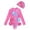 Pink, variant on lnmuld Kids Swimsuits Long Sleeve Swimsuit Set Floral Gradient Scale Print Detachable Ruffle Skirt Matching Swim Cap Color:Pink,Size:4-5 Years