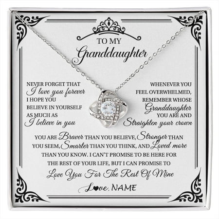 Granddaughter I Love You Forever Necklace, Gold Love Knot Necklace