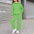 thumbnail image 2 of Gaexia Girls Two Piece Outfits,Winter Children'S Clothing,Girls Print Hooded Crop Top And Sweatpants Two Piece Outfits Casual Tracksuit Jogger Set For Kids, 2 of 6