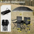 thumbnail image 2 of DreamyHM Camping Chairs, Folding Double Chair with Removable Umbrella, Cup Holders, Cooler Bag, Side Pocket & Carry Bag, for Beach, Outdoor, Sports, Concerts, Travel, Picnic,Grey, 2 of 18