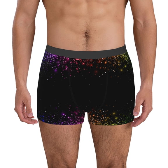 Logiee Colorful Sparkling Print Mens Boxer Briefs,Boxer Briefs for Men,Breathable Stretch Underwear,Boys Boxer Briefs-Small