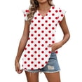 thumbnail image 1 of Craaazy Women Casual V Neck Blouse, Polka Dot/Ombre/Check Print Short Sleeve Ruffle Sleeve Top, Loose Fit Comfy T-shirts for Daily Wear Gifts, 1 of 9