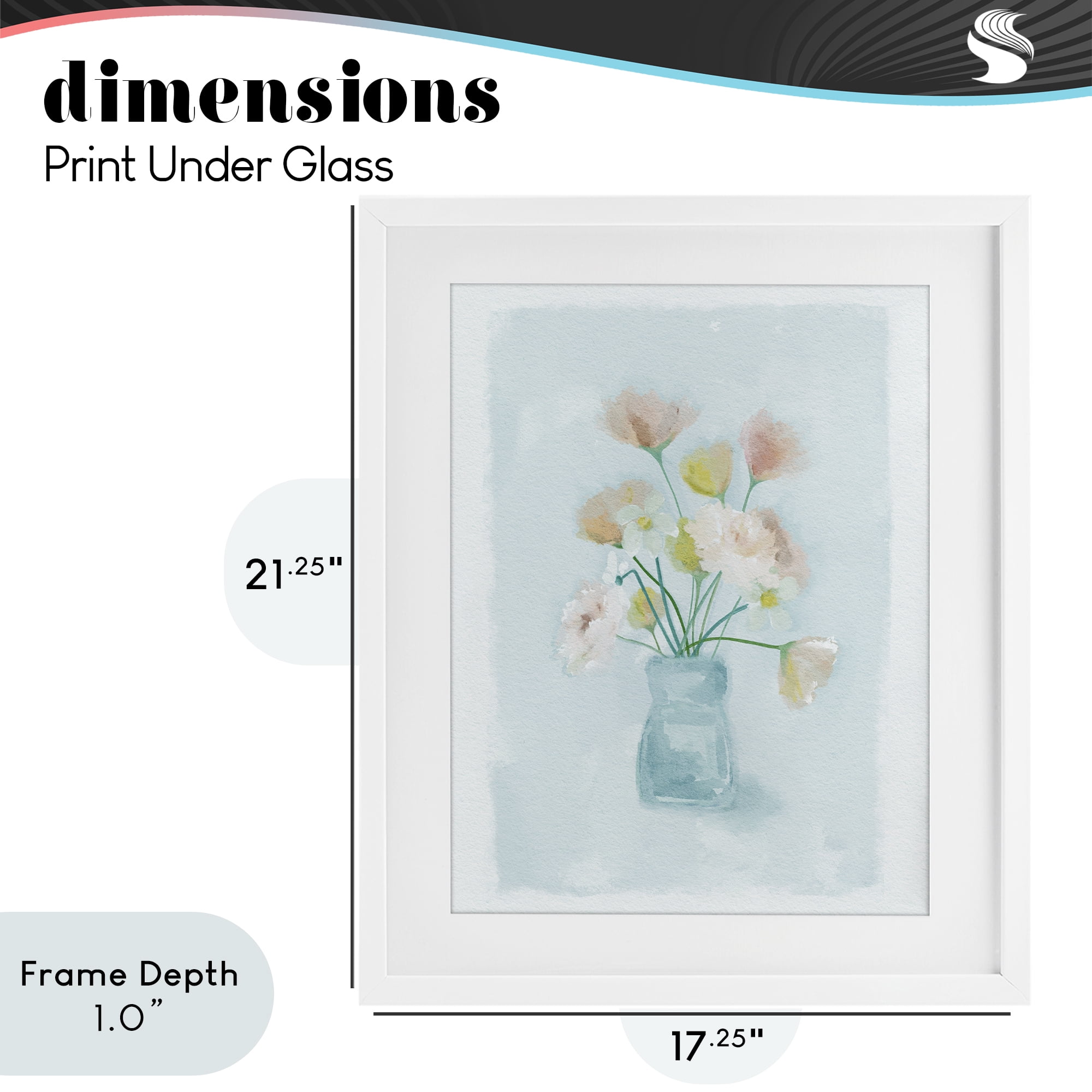 Stupell Industries Pretty Florals in Vase White Framed Print Under Glass, design by Leah Straatsma