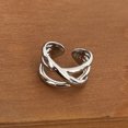 thumbnail image 2 of Anillos de plata de ley 925 para mujeres y hombres, joyería fina, anillo cruzado de oro abierto ajustable para dedo, regalo de cumpleaños para fiesta, 2 of 2