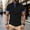 Black, variant on Men's Casual Short Sleeve Button-Down Shirt, Solid Color, Breathable Fabric