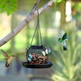 thumbnail image 4 of Butterfly Decorated Solar Bird Feeder, Black Mesh Hanging Seed Feeder with LED Light, Weatherproof Garden Decor for Wild Birds, 4 of 6