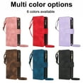 thumbnail image 2 of for Samsung Galaxy Z Fold 6 Wallet Case, For Samsung Z Fold 5 Fold 4 Fold 3 Soft Leather Kickstand Card Holder Zipper Shockproof Flip 360 Protective Cover with Lanyard, 2 of 15
