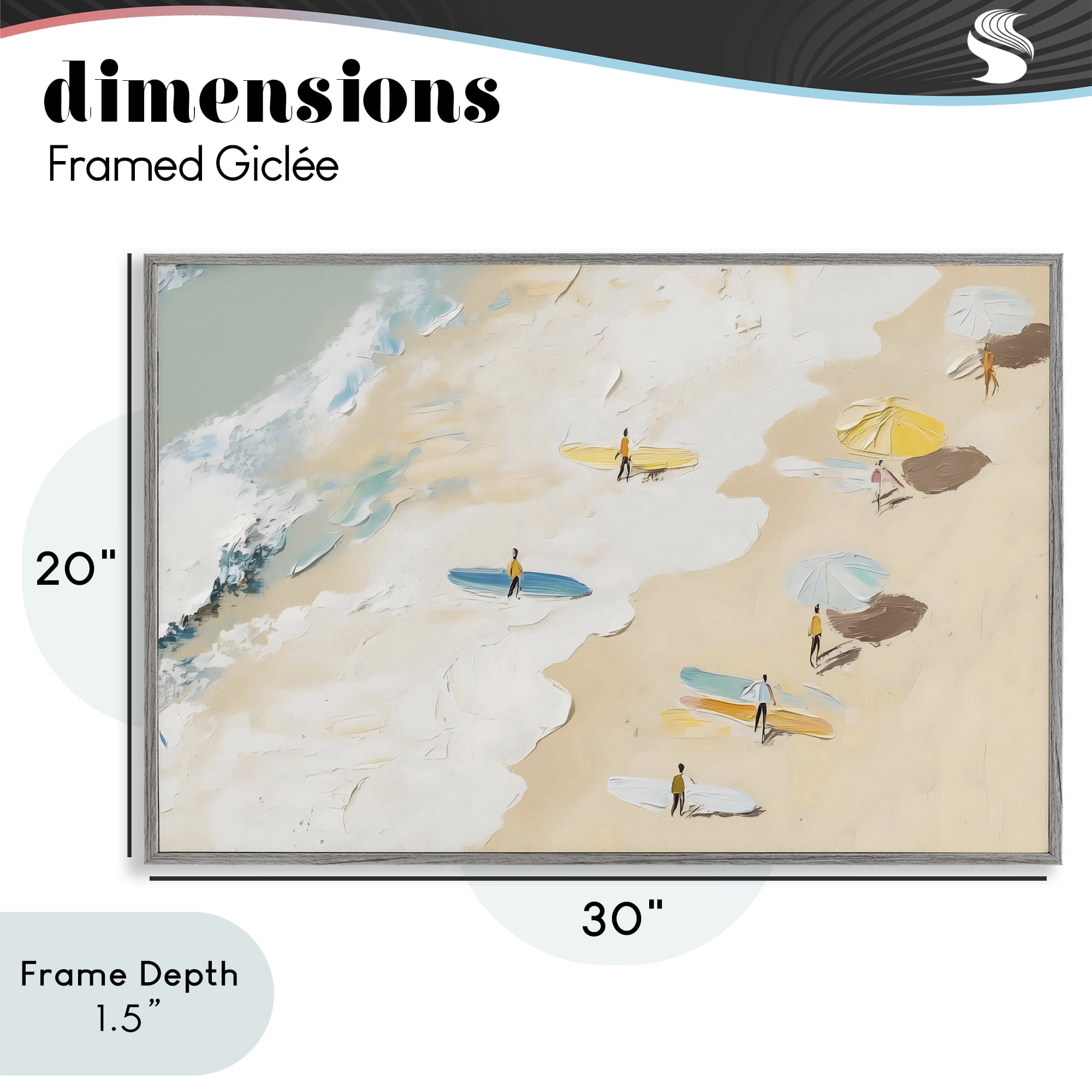 Stupell Industries Beach Surf Summer Scene Gray Framed Giclee Art, design by LSR Design Studio
