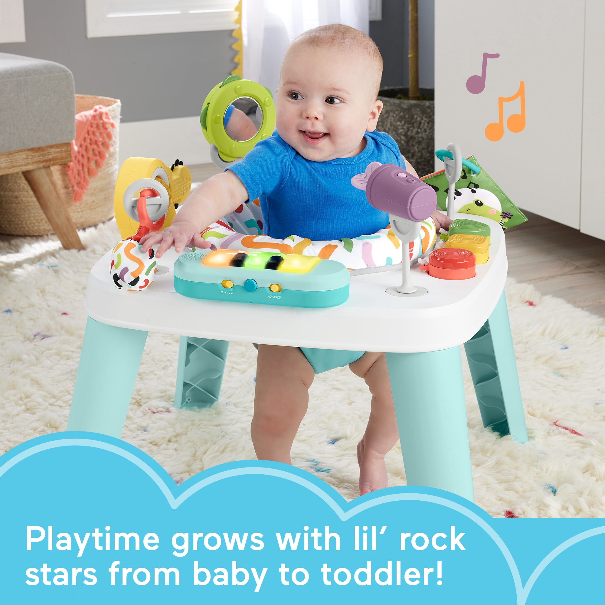 Fisher-Price 3-in-1 Hit Wonder Baby Activity Center & Toddler Play Table with Music & Lights