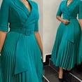 thumbnail image 2 of Women's Fashion Plus Size Casual Suit Collar Pleated Dress A-Line Dresses, 2 of 8