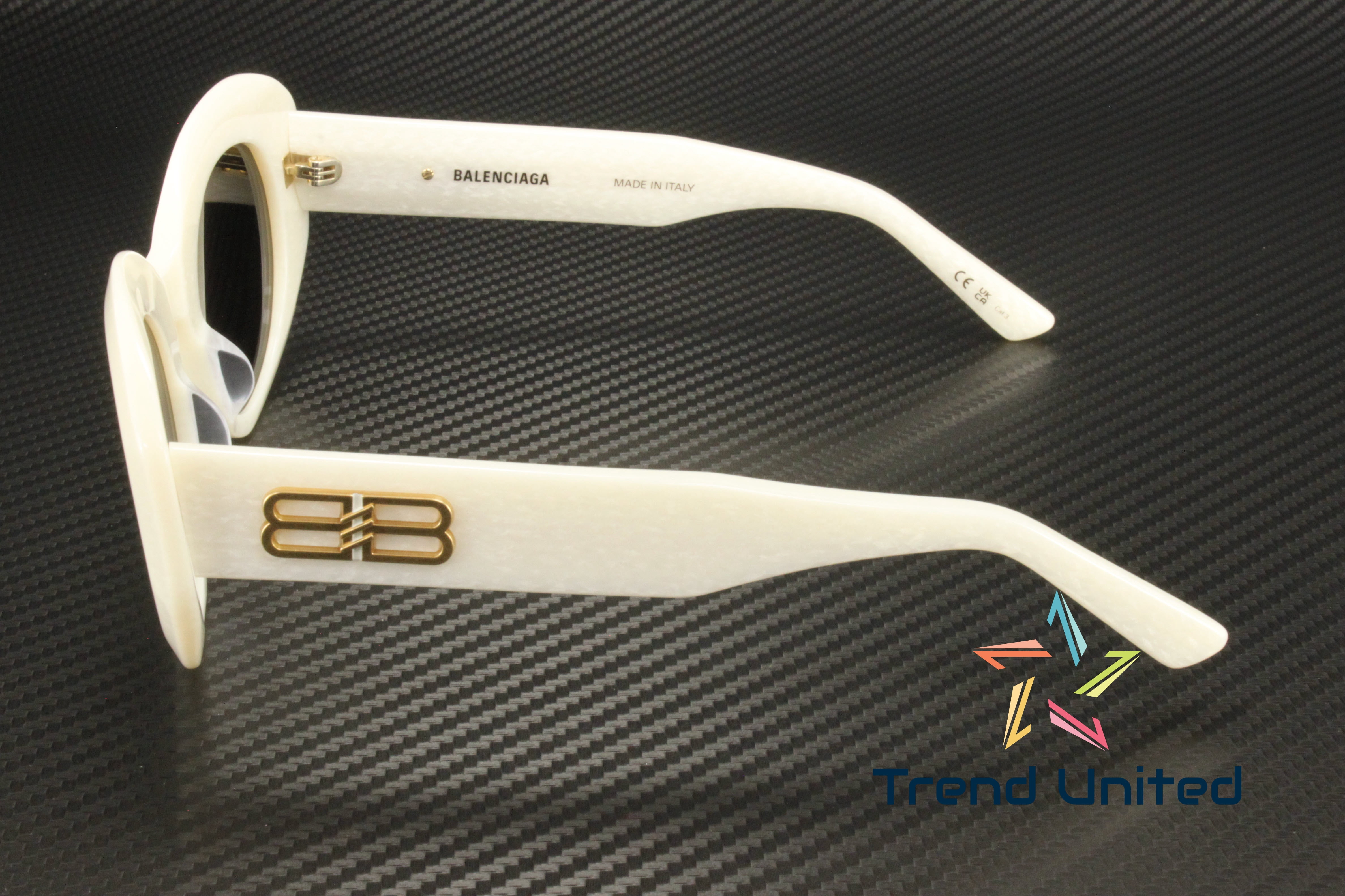 Balenciaga BB0229S 004 Unisex Sunglasses White Oval Frame, Grey Lenses Balenciaga® BB0229S Wrap Sunglasses - EuroOptica main image 3