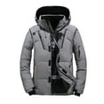 thumbnail image 2 of Honeeladyy Mens Winter Thicken Coat,Fall Warm Puffer Jacket with Removable Hood Solid Color Sport Outwear for Skiing Gray XL, 2 of 3