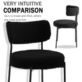 thumbnail image 4 of Modern Teddy Fabric Dining Chairs Set of 2, Armless with Backrest, Black Metal Legs, Black, 4 of 7