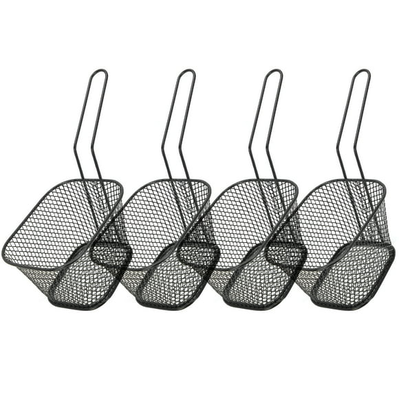 Eddwiin 4Pcs Filet De Friture En Acier Inoxydable Panier De Cuisson Passoire Pour Frites Français Outil De Cuisine(Noir)