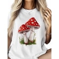 thumbnail image 2 of Women's T-Shirt Red Mushroom Short Sleeve Casual Tee Classic Crew Neck T Shirt for Women White, 5XL, 2 of 7