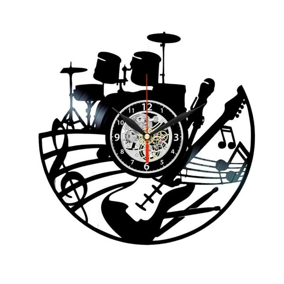 Music Jazz Rock Musician Instruments Notes Vinyl Wall Clock Birthday Gift Ideas