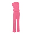 thumbnail image 4 of Women's Dressy Casual Summer Jumpsuits Sleeveless Mock Neck Wide Leg Pants Romper One Piece Formal Party Outfits Pink L, 4 of 5