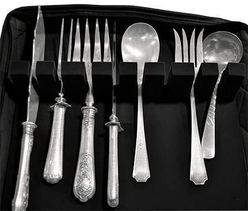 LAMINET Quilted Dinnerware Storage Case Flatware, Black 7200-FBM