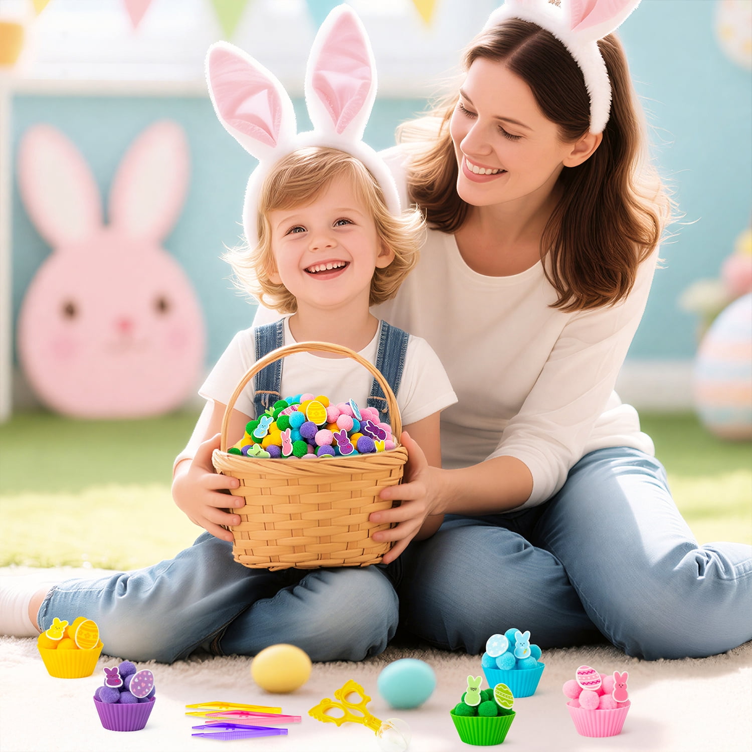 Laffact Easter Party Counting and Sorting Toy, Easter Bunny Egg Felt Toy,268pcs