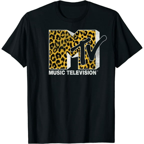 MTV Logo Cheetah Print Graphic T-Shirt Size S-5XL