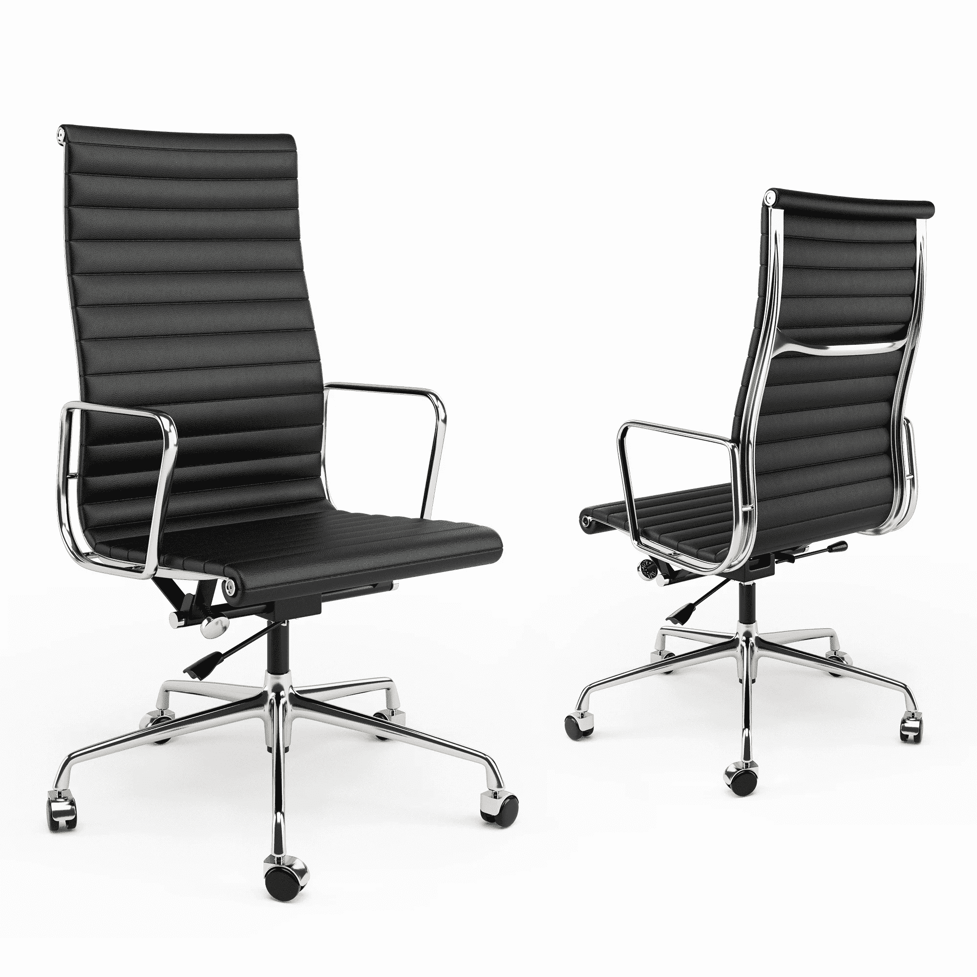 Raffle Pinker Ribbed Genuine Leather Office Desk Chair High Back Executive Conference Room Chair Adjustable Computer Chair Swivel Chair with Arms for Home Office, Black