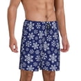 thumbnail image 2 of Wukai Snowflakes On Dark Blue Men’s Short Pajama Pants With Pockets Soft Sleep Pj Shorts for Men-X-Large, 2 of 6