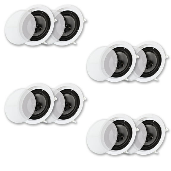 Acoustic Audio CS-IC83 In Ceiling Wall 8" Speaker 4 Pair Pack 3 Way Home Theater Flush Mount