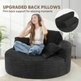 thumbnail image 6 of Hawsaiy 56.3" Oversized Round Chaise Lounge Sofa, Deep Seat Sleeper Loveseat with 3 Supportive Pillows, Wide Armrest, No Assembly Required, Corduroy Fabric Sofa Bed for Living Room or Bedroom, 6 of 10
