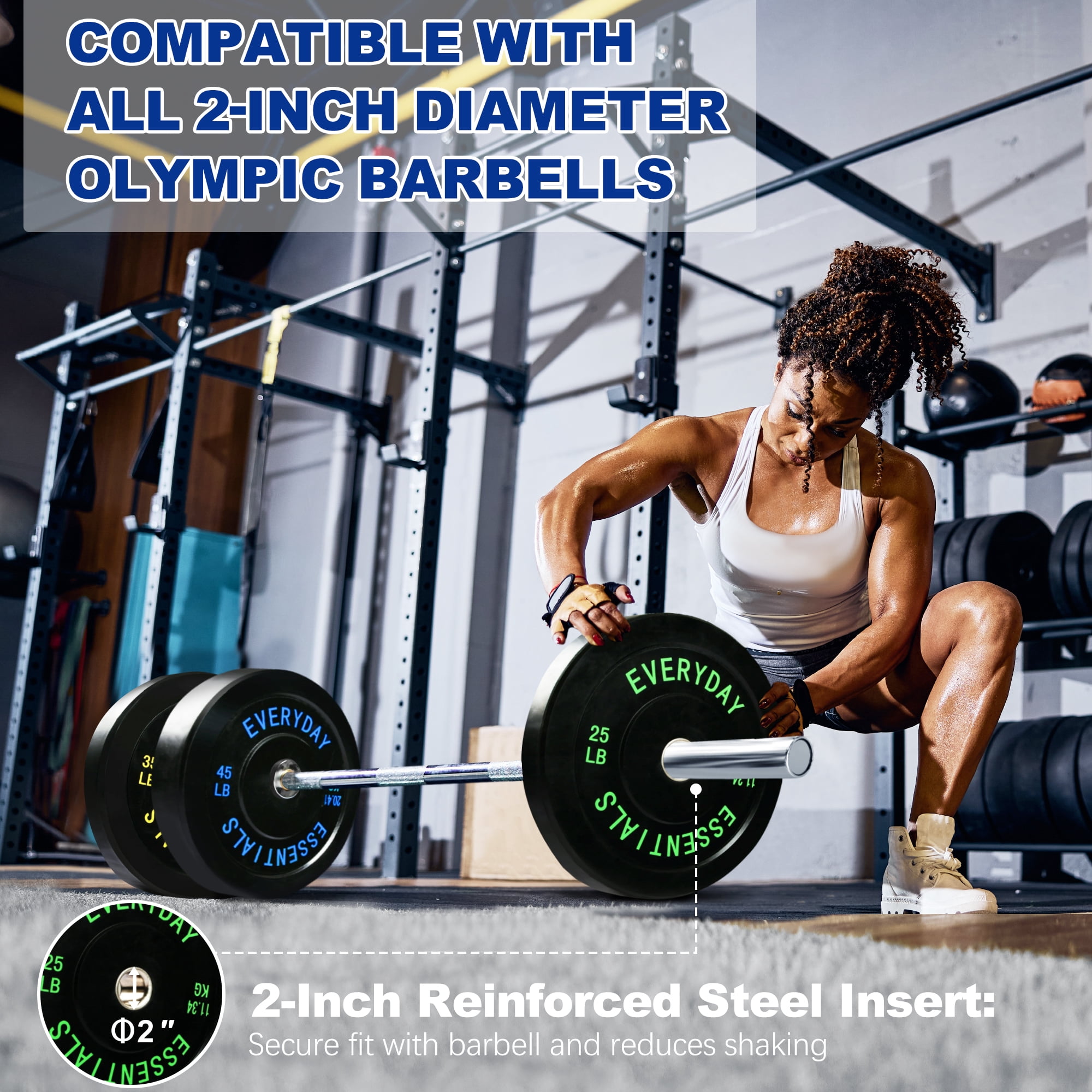 BalanceFrom Olympic Bumper Plate Weight Plate with Steel Hub, Black, 210 lbs Set, Multiple Packages