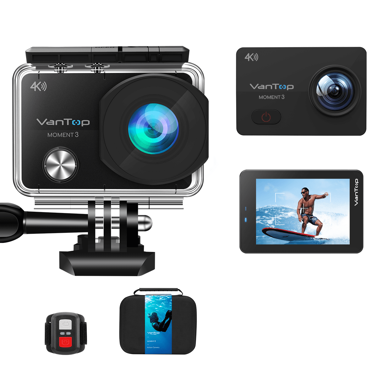 Onophoudelijk Verhuizer voor VanTop Moment 3, 4K Wifi Action Camera, Sports Camera with16MP Sony Sensor,  Gopro Compatible Case,Remote Control, Ultra Wide View Angle, 2 Batteries  and 21 GoPro Compatible Accessories Kits - Walmart.com