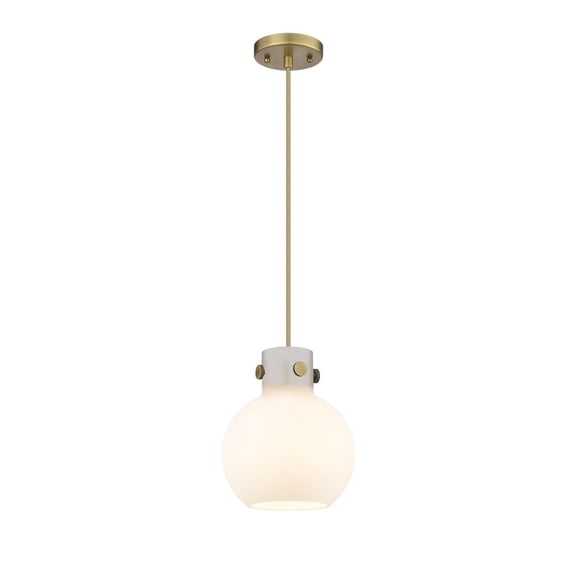 Innovations Lighting  Newton Sphere - 1 Light 8" Cord Hung Pendant Brushed Brass/Matte White