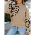 thumbnail image 7 of CUPSHE Women's Floral Embroidery Turtleneck Long Sleeve Sweater, Sizes S-XL, 7 of 7
