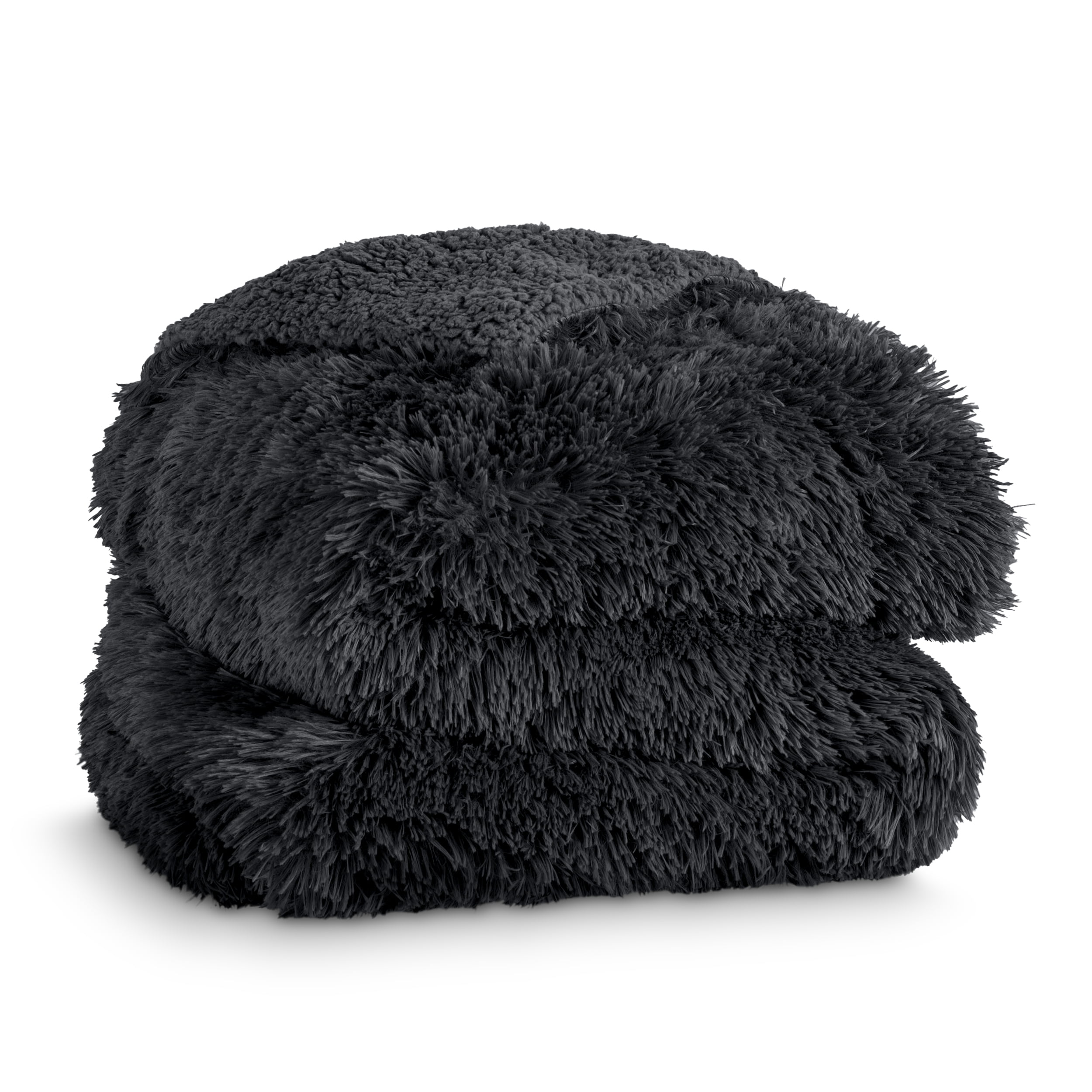 Bare Home Shaggy Blanket - 90" x 108" - Ultra Soft Fleece - King, Black