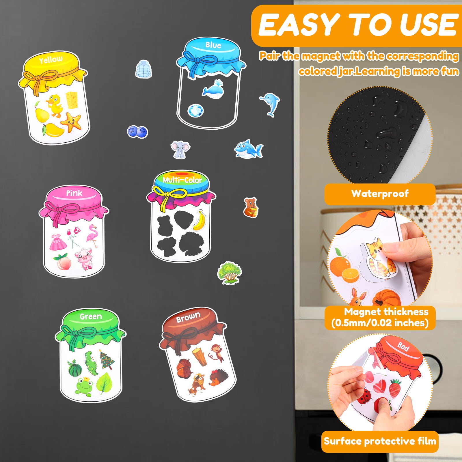 10/12 Pack Magnet Color Sorting Fridge Toys – Early Education Magnetic Learning for Refrigerator & Whiteboard, 2-6 Years Old Kids