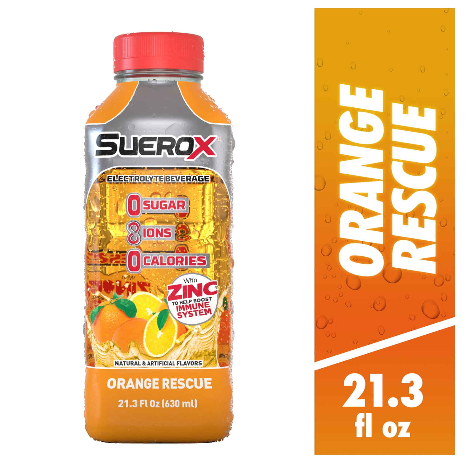 SueroX Orange Rescue Electrolyte Beverage 21.3 oz, 1 Count Regular Size