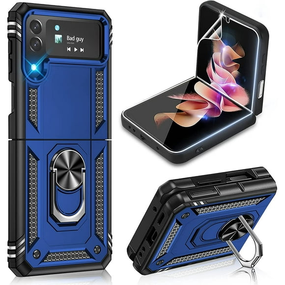 [PST] Samsung Galaxy Z Flip 5 5G Ring Case, Anti-Drop Hybrid Magnetic Hard Kickstand Case Cover with Ring Stand