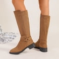 thumbnail image 6 of Yeahitch Womens Boots Mid Calf Zippers Women Boots Round Toe Chunky Heel Warm Comfortable Tall Boots, 6 of 8