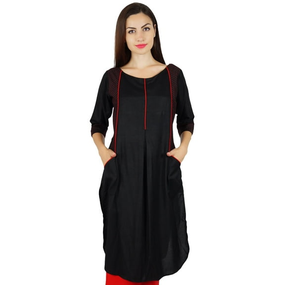 Bimba Womens Kurta Short Kurti Quarter Sleeves with Pocket Blouse Casual Wear