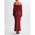 thumbnail image 5 of Women'S Fall Off Shoulder Bodycon Sweater Dress Formal Long Sleeve Elegant Club Party Midi Maxi Dresses Wine Red L, 5 of 9