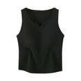 thumbnail image 2 of BRGZLK Women's Sleeveless Top Fashion Solid Color With Chest Pad No Steel Rings Bottom Camisole Basic Cami Tank Top Black L, 2 of 6