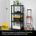 thumbnail image 3 of CX 4-Tier (48" H x 22" W x 14.25" D) Plastic Storage Shelving Unit (Black) 2-Pack, Light Duty, 50lbs Per Shelf Capacity, Indoor Storage and Organization in Home, Garage, Office with Easy Assembly, 3 of 8