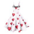 thumbnail image 4 of Women's Valentine's Day Dresses Love Heart Print Off Shoulder Vintage Sleeveless Dress White 2XL, 4 of 5