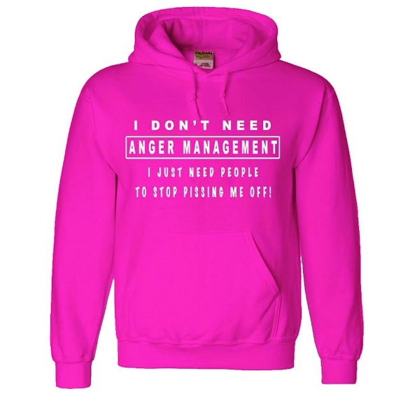 Mens Hoodie Pink Anger Management Funny Sweatshirt