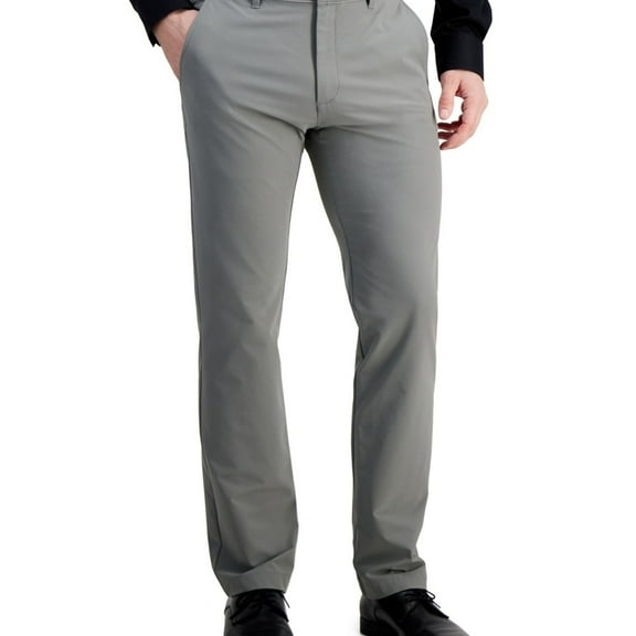 Alfani Mens Solid AlphaTech Casual Chino Pants, Grey, 32W x 32L
