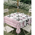 thumbnail image 3 of Square Outdoor Tablecloth with Umbrella Hole Cute Bow Cow Outside Table Cloth Waterproof Patio Table Cover Farmhouse Cute Animals Pink Buffalo Checkered Zipper Tablecloths for Picnic 54x54 Inch, 3 of 8