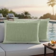 thumbnail image 5 of Outdoor Waterproof Pillow Covers Green Back Pattern Retro Linen Decorative Throw Pillow Protectors,Pillowcase Cushion Cases for Patio Sofa Garden Couch,20x12in,Pack of 2, 5 of 14